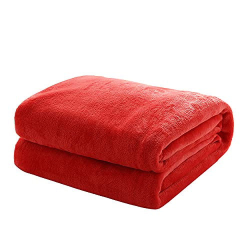 Mixibaby Kuscheldecke Flauschige extra weich & warm Wohndecke Flanell Fleecedecke, Falten beständig/Anti-verfärben als Sofadecke oder Bettüberwurf, Größe:150 cm x 200 cm, Farbe:Rot