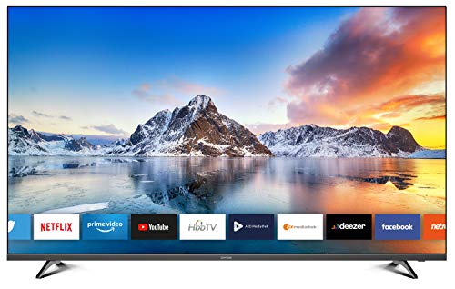 DYON Movie Smart 55 XT 138,7 cm (55 Zoll) Fernseher (4K Ultra-HD Smart TV, HD Triple Tuner (DVB-C/-S2/-T2), Prime Video, Netflix, YouTube & HbbTV, WLAN, Frameless)