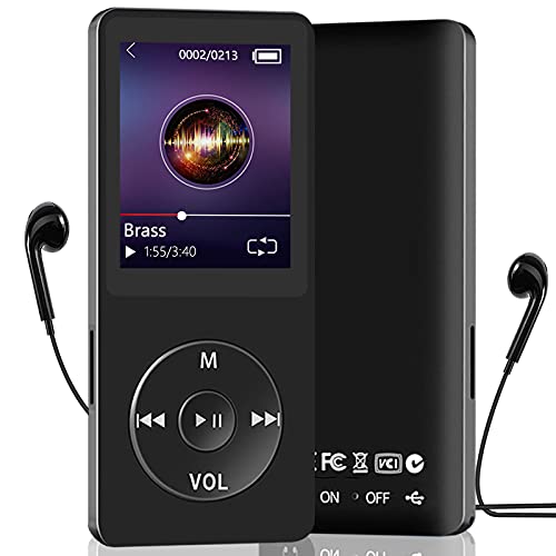 MP3 Player Bluetooth Sport, 32GB Tragbarer HiFi-Sound MP3/MP4 Musik-Player zum Laufen mit FM Radio, Sprachaufzeichnung, Video, Lautsprecher, E-Book, Unterstützt bis 128GB (Kopfhörer enthalten)