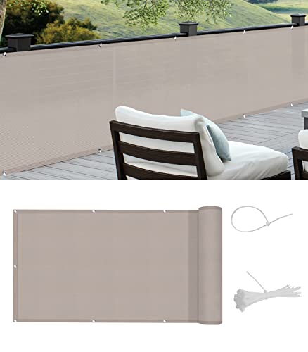COOL AREA Balkon Sichtschutz Balkonumspannungen PES Wasserdicht wetterfester mit Kabelbinder,75x600cm, Taupe