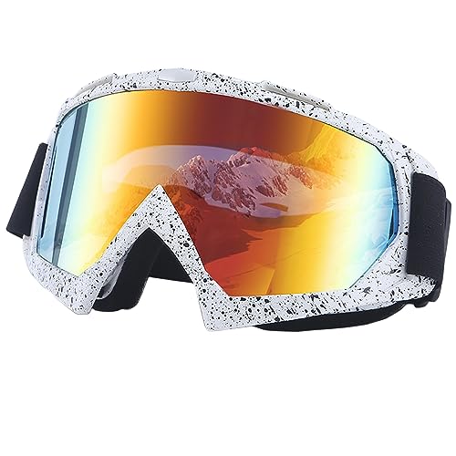 Ruikdly Unisex Ski brille, Snowboard Brille, Skibrillen für Outdoor-Sport, 100% UV400 Schutz Anti Beschlag, Wechselgläser, Skibrille für Männer, Frauen, Jungen & Mädche(ab 10 Jahren)