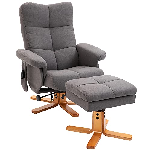 HOMCOM Massagesessel mit Fußhocker Relaxsessel Fernsehsessel TV Sessel 145°-Neigung Polyester Dunkelgrau 80 x 86 x 99 cm