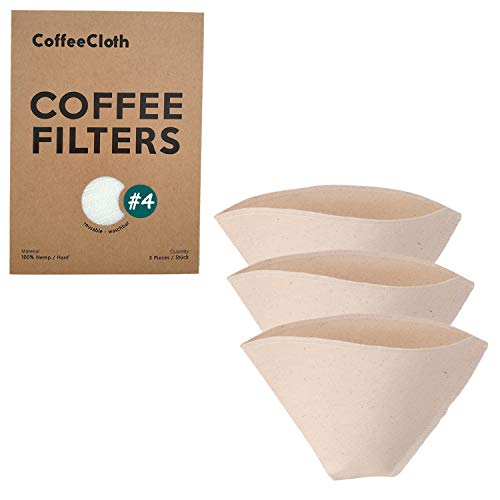 Earthtopia 3er Set Wiederverwendbare Kaffeefilter aus Stoff | 100% Bio-Baumwolle | Filtertüten für Kaffeemaschine und Handfilter | Permanentfilter Mehrwegfilter Dauerfilter (Größe 4)