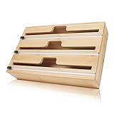 Folienschneider Küche Schublade Kompatibel mit 12'Rollen, 3 in 1 Frischhaltefolienspender Pergamentpapier Folienspender, Küchenverpackungsorganisator Aus Bambusmaterial, langlebig und umweltfreundlich