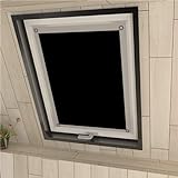 Eurohome Thermo Dachfenster Rollo ohne Bohren Sonnenschutz Verdunkelungsrollo mit Saugnäpfen für Velux Fenster Schwarz 37 x 73 cm