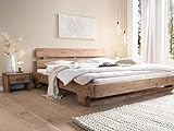 Woodkings® Holzbett Bett 180x200 Madras Doppelbett Schlafzimmer Massivholz Design Holz Akazie gebürstet Schwebebett Massive Naturmöbel Echtholzmöbel