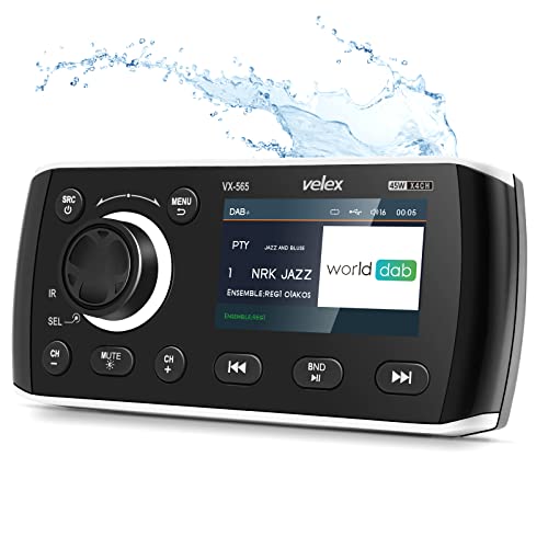 Marine Stereo, Audio Video Player DAB + / FM / AM mit Bluetooth-Streaming, für Yacht, Boot, UTV, ATV, Powersport, Spa