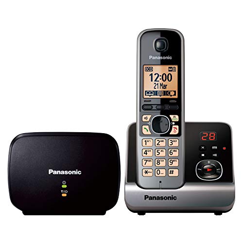 Panasonic KX-TG6761GB Schnurlostelefon mit DECT Repeater (Telefonverstärker für verbesserte Reichweite, Freisprechen, Telefon mit AB) schwarz
