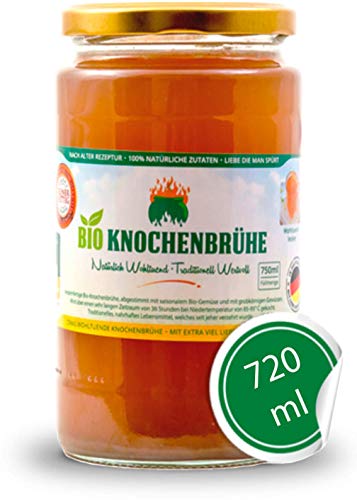AGADORO Bio Knochenbrühe (6 x 720ml) | 36 Stunden Kochzeit | 100% natürliche Zutaten | nach alter Rezeptur hergestellt | DE-ÖKO-012