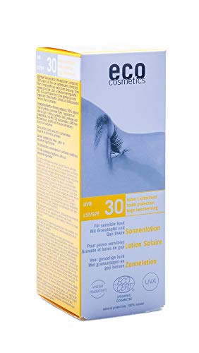 eco cosmetics eco Sonnenlotion LSF 30+ für sensible Haut, wasserfest, vegan, ohne Mikroplastik, Naturkosmetik für Gesicht und Körper, 1 x 100 ml