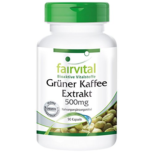 Grüner Kaffee Extrakt 500mg - HOCHDOSIERT - standardisiert auf 45% Chlorogensäure - VEGAN - 90 Kapseln