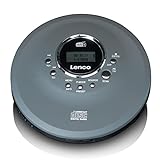 Lenco CD-400 - Tragbarer CD-Player - Discman - DAB+ Radio - CD, CD-R/RW, MP3-Player - Senderspeicher - Hörbuchfunktion - Antishock - integrierter Akku 1000mAH - Grau