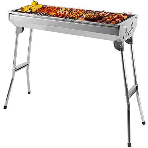 AGM Holzkohlegrill Camping Grill Holzkohle,Klappgrill Tragbarer Grill,Für Camping Garten Picknick Party, 68x 32x 73 cm, für 5-10 Personen
