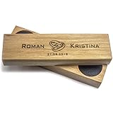 Ringbox aus Holz mit Gravur personalisiert für Ringe zum Hochzeitstag Schmuckkasten