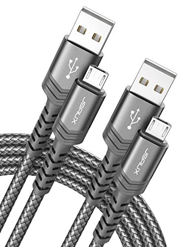 JSAUX Micro USB Kabel [2M 2 Pack], 3A Nylon USB Ladekabel für Android Smartphones kompatibel mit Samsung S7 Edge/S7/S6 Edge/S6/S4/S3/J3/J7, Huawei P9/P10 Lite, HTC, Kindle, Nokia, PS4 und mehr (Grau)