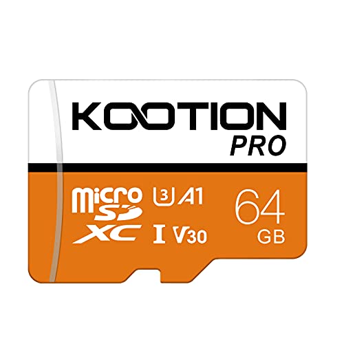 Kootion 64GB Micro SD Karte Speicherkarte MicroSDXC Card Mini SD Karte U3 UHS-I Memory Karte(A1 V30 4K) Micro SD Card 64G Speicher SD Karte Memory Card für Kameras Handy Tablets Android Smartphones