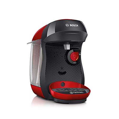 Tassimo Happy Kapselmaschine TAS1003 Kaffeemaschine by Bosch, über 70 Getränke, vollautomatisch, geeignet für alle Tassen, platzsparend, 1400 W, Rot/Antharzit
