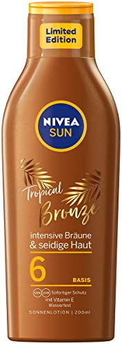 NIVEA SUN Tropical Bronze Sonnenlotion LSF 6 (200 ml), Sonnenschutz für langanhaltende Bräune ohne Selbstbräuner, Sonnencreme mit Carotin-Extrakt und Vitamin E
