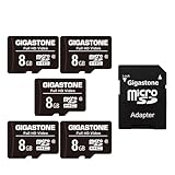 Gigastone 8GB MicroSDHC Speicherkarte 5er-Pack + SD Adapter, für Action-Kamera, GoPro, Drohne und Tablet, Lesegeschwindigkeit bis zu 80MB/s, Full HD-Videoaufnahme, Micro SD Karte UHS-I Klasse 10 U1