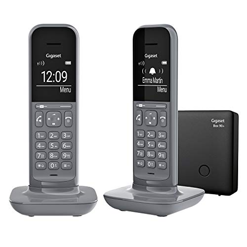 Gigaset CL390A Duo, 2 Schnurlose Telefon mit Anrufbeantworter, 2 Akustik-Profile, extra große Anzeige im Wahlmodus & Telefonmenü, Schutz vor unerwünschen Anrufen, satellite grey