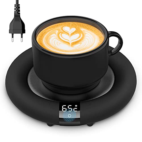 2021 Neu Tassenwärmer, EasyAcc Getränkewärmer Elektrischer Kaffeetassenwärmer mit 3 Modus 55°C-65°C-75°C, LED Schalter Auto-Aus Kaffeewärmer Für Kaffee Tee Milch Gläserntassen Keramik (M-Schwarz)