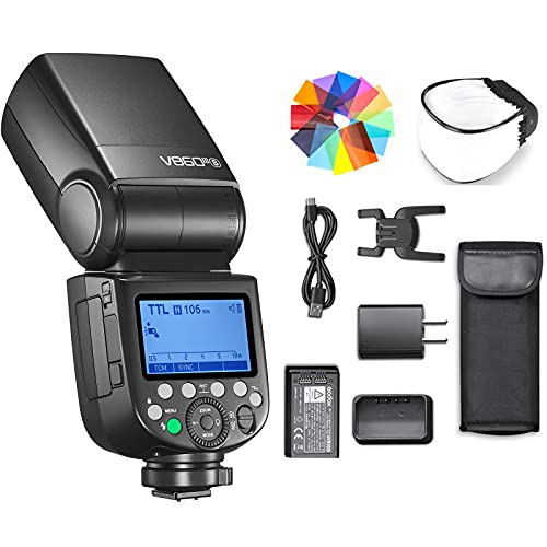 Godox V860III-S Blitz Blitzgerät für Sony-Kameras, 76Ws 2.4G HSS Kamerablitz, 0.01-1.5s Zykluszeit, 7.2V/2600mAh Li-Ion Akku, 10 Stufen LED Modellierlampe, Kamerablitz Speedlite