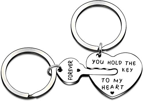 Angelra Paar Valentine Schlüsselanhänger Set Liebesherz-Schlüssel schließt Familien-Geschenk 2pcs zu - Sie halten den Schlüssel zu Meinem Herzen für Immer