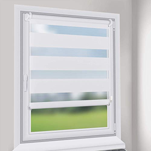 Sekey Doppelrollo - Duo Rollo Klemmfix ohne Bohren - Duo Rollos für Fenster und Tür - Sonnenschutz (Weiß, 80cm x 210cm)