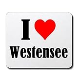 Gaming Mauspad 'I Love Westensee' in Weiss, eine tolle Geschenkidee die von Herzen kommt| Rutschfestes Mousepad | Geschenktipp: Weihnachten Jahrestag Geburtstag Lieblingsmensch