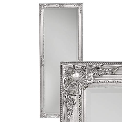 LEBENSwohnART Wandspiegel LEANDOS 160x60cm Silber Antik barock Design Spiegel pompös Facette