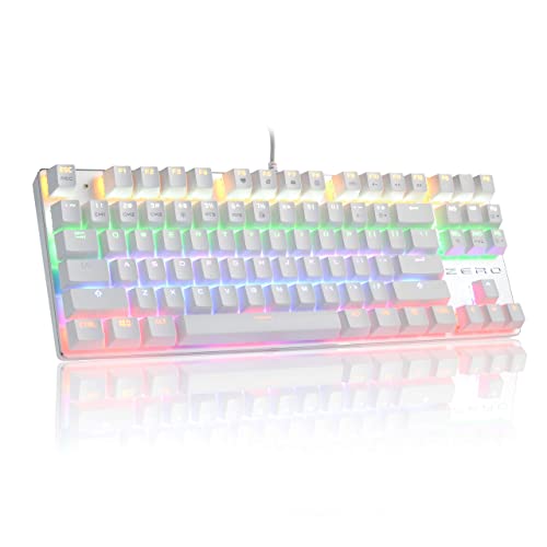 HiveNets Mechanische Tastatur 87 Tasten Blaue Schalter Anti-Ghost RGB-Hintergrundbeleuchtung Speziell für Videospiele (Weiß)
