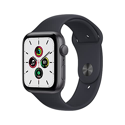 2021 Apple Watch SE (GPS, 44mm) - Aluminiumgehäuse Space Grau, Sportarmband Mitternacht - Regular