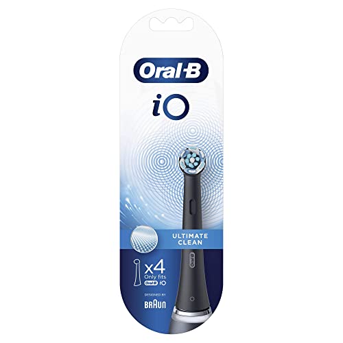 Oral-B iO Ultimative Reinigung Aufsteckbürsten für elektrische Zahnbürste, 4 Stück, ultimative Zahnreinigung mit iO Technologie, Zahnbürstenaufsatz für Oral-B Zahnbürsten, schwarz , 4er Pack