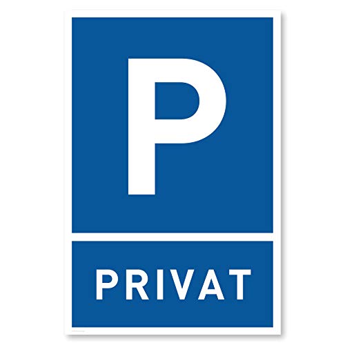 Privatparkplatz Schild (30x20 cm Kunststoff) - Parken Verboten Privat - Klares Zeichen setzen - Parkplatz Schilder Privatgrundstück - Leicht zu montieren (Blau)
