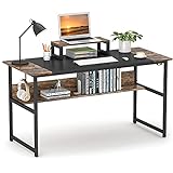 GIKPAL Schreibtisch, 47' Computertisch mit Regalen und Verstellbarer Trennwandhöhe, platzsparender Bürotisch im Industrie-Design PC Tisch Arbeitsschreibtisch (Vintage Braun)
