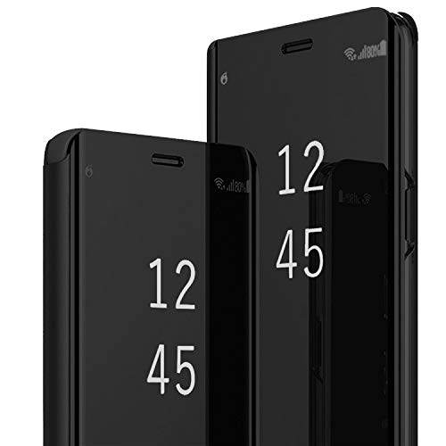 Hülle Kompatibilität Mit Galaxy S8 hülle Samsung Clear View Standing Flip 360° Spiegel Phone Cover Galaxy S8 Shell Hard PC Case Tasche Scratchproof Smartphone (Schwarz, Galaxy S8)
