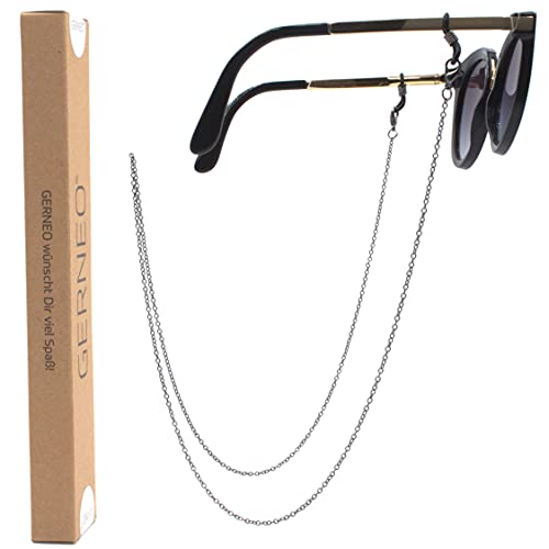 GERNEO - DAS ORIGINAL - Premium Brillenkette & Brillenband in diversen Farben - 925er versilbert in schwarz - Unisex für Lesebrille & Sonnenbrille - Kollektion 2020
