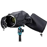 JJC Kamera Regenschutzhülle Wasserdichter Regenschutzhaube Schutz kompatibel für Canon Nikon Fujifilm Sony Olympus DSLR-Kameras Nylon Rain Cover - Schwarz