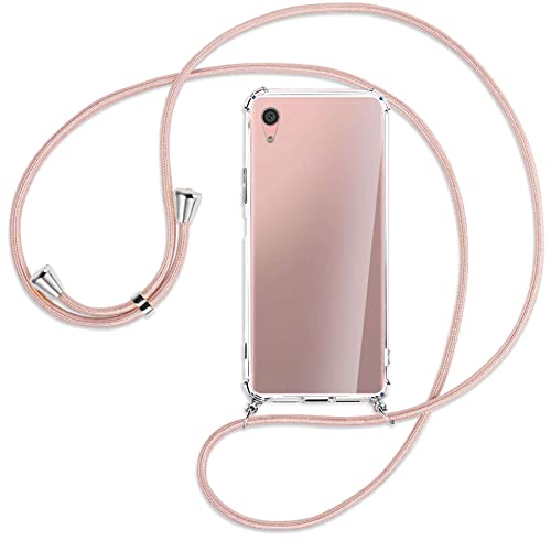 mtb more energy® Handykette kompatibel mit Sony Xperia XA1 Plus (5.5'') - roségold - Smartphone Hülle zum Umhängen - Anti Shock Strong TPU Case