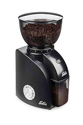 Solis Scala Zero Static 1662 Elektrische Kaffeemühle - Coffee Grinder - Espressomühle mit 24 Mahlgradeinstellungen - Schutz Gegen Statischen Kaffee - Kaffeebohnenbehälter 300 Gramm - Schwarz