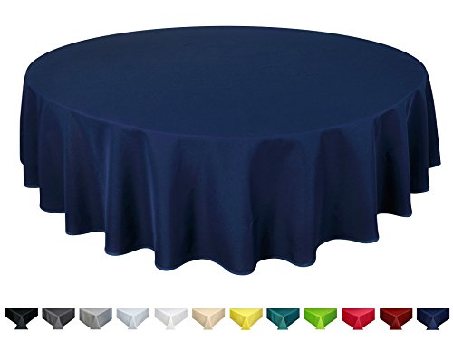 Home Direct Qualitäts Tischdecke Textil Rund 140 cm, Farbe wählbar Dunkelblau