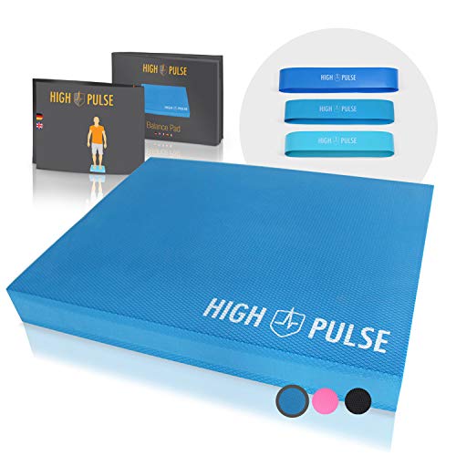 High Pulse® XXL Balance Pad inkl. 3X Fitnessbänder + Poster – Balancekissen für EIN verbessertes Gleichgewicht, Koordination und Stabilität (Blau)