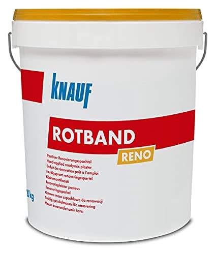 Knauf Rotband Reno Renovierspachtel 20kg - Dünnlagiges Verputzen von Ebenen Untergründen - Scheibenputz Rillenputz Gipsputz