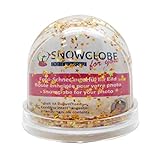 Snowglobe for You - 50012 Foto-Schneekugel groß mit Bild Sockel transparent Inhalt Gold Sterne- 9 cm