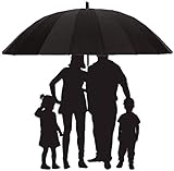 AAGYJ 200 cm übergroßer Golfschirm, winddichter, regensicherer, doppelschichtiger, großer Regenschirm, 78-Zoll-, besonders großer, gerader Regenschirm, Sonnenschirm mit Sonnenschirm,Rot