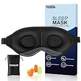 WONSAR Schlafmaske für Frauen und Herren, 100% Lichtblockierende Schlafbrille, Verstellbarem 3D Konturierte Schalen Augenmaske, weich und bequem schlafmasken für Reisen,Schichtarbeit und Nickerchen