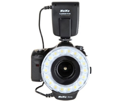 Makro Ringblitz FC-110, Ringleuchte Passend für Pentax SLR Kameras - Blitz & Dauerlicht, auch für Videoaufnahmen, Meike FC110