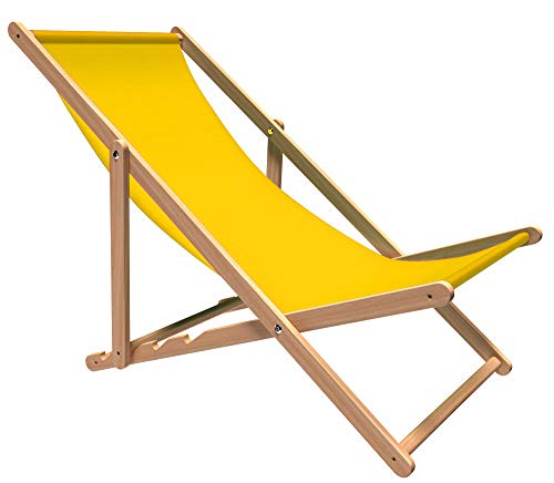 Holtaz Liegestuhl Premium aus Buchenholz für Garten und Balkon, Sonnenliege, Strandstuhl, klappbar, verstellbar, bis 130 kg