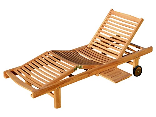 ASS Hochwertige Teak Sonnenliege Gartenliege Strandliege Liegestuhl Holzliege Holz sehr robust Modell: Cozy von