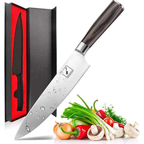 Küchenmesser, imarku 20CM Profi Messer Ultrascharfer Kochmesser, Deutschem Edelstahl Japanisches Messer mit Ergonomic Pakka-HolzGriff